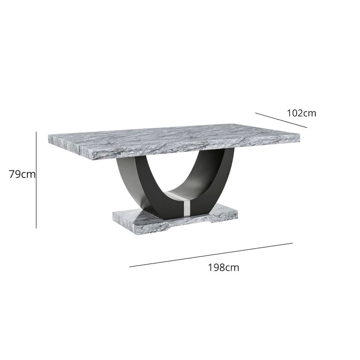 Mesa de Comedor Daniels Moderna Moon M&aacute;rmol Gris