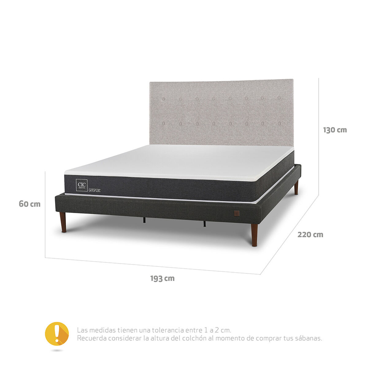 Cama Europea CIC King New Ortopedic + Respaldo Tigris