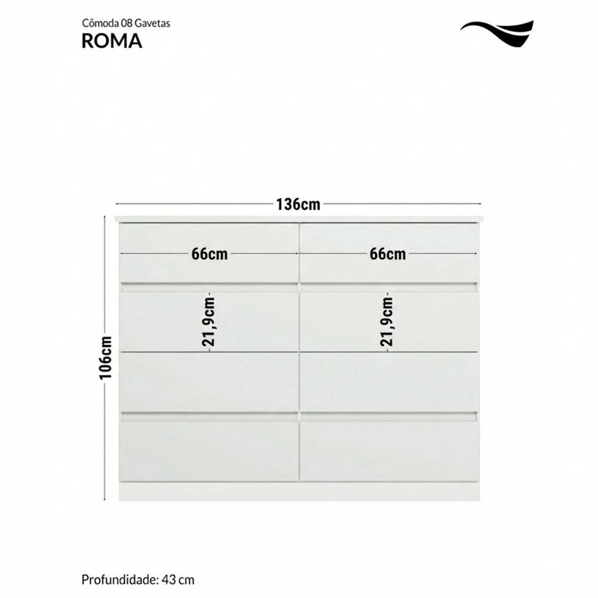 C&oacute;moda Onessta Roma 8 Cajones Blanco