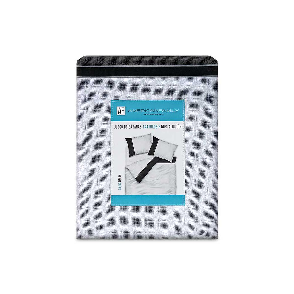 Juego de S&aacute;banas American Family King 144 Hilos Zircon Negro