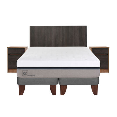 Imagen 1 del producto Cama Europea CIC Base Dividida 2 Plazas Balance + Respaldo + 2 Veladores
