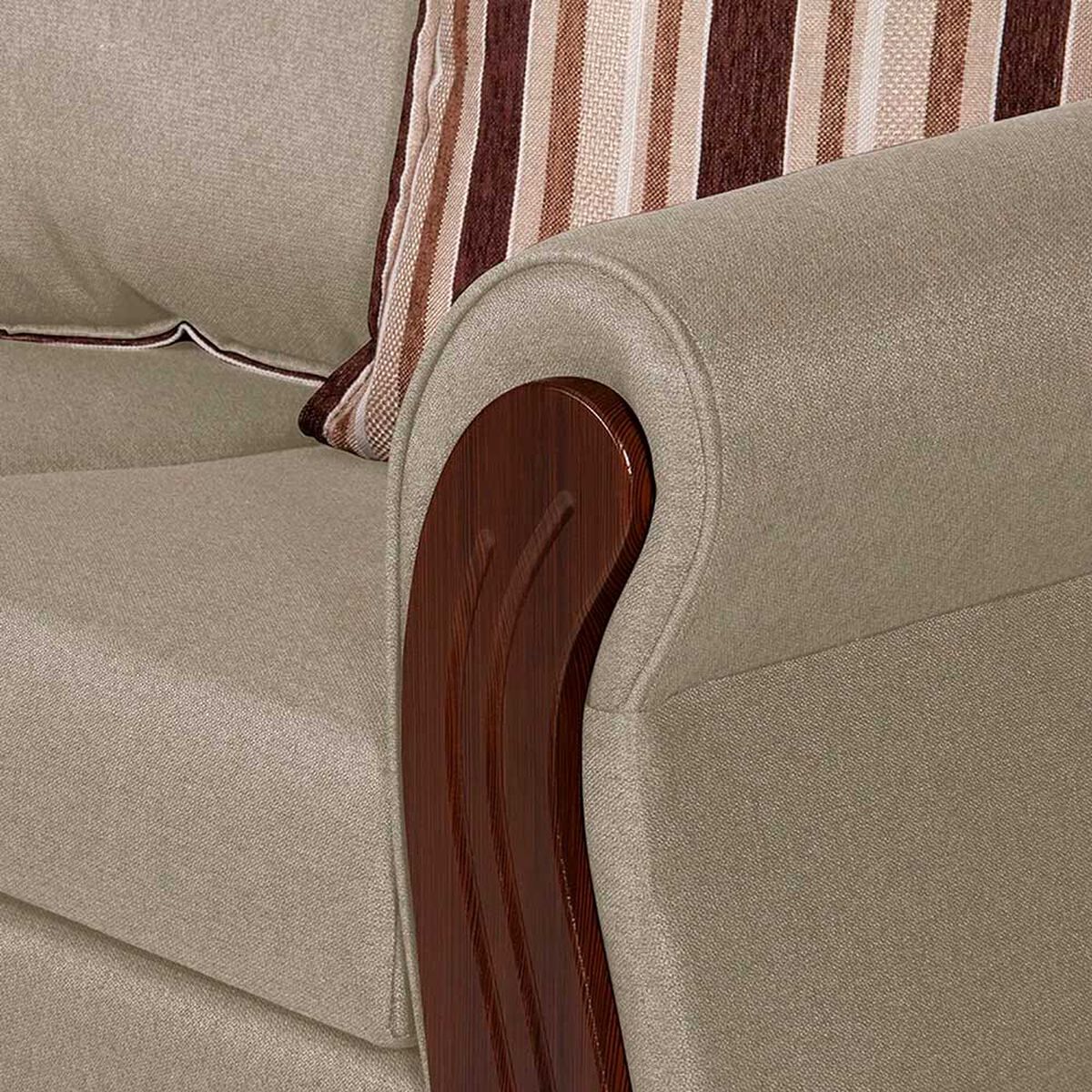 Juego de Living Ruzam Mobel Atenas Sof&aacute; 3 Cuerpos + Dos Sillones 1 Cuerpo Lino Beige