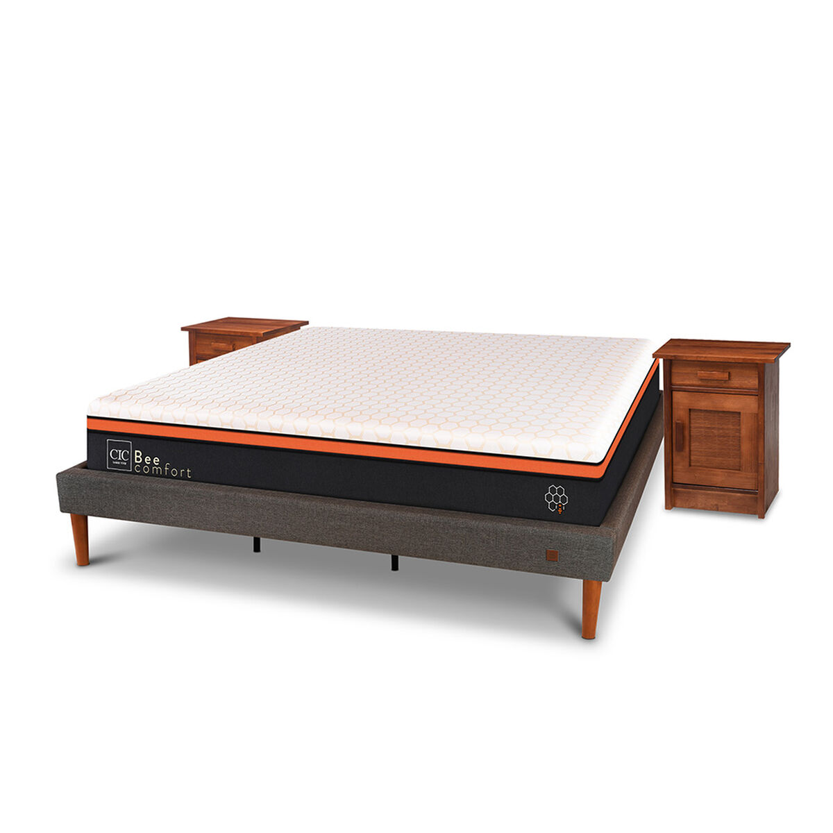 Cama Europea Curve CIC King Bee Comfort + 2 Veladores