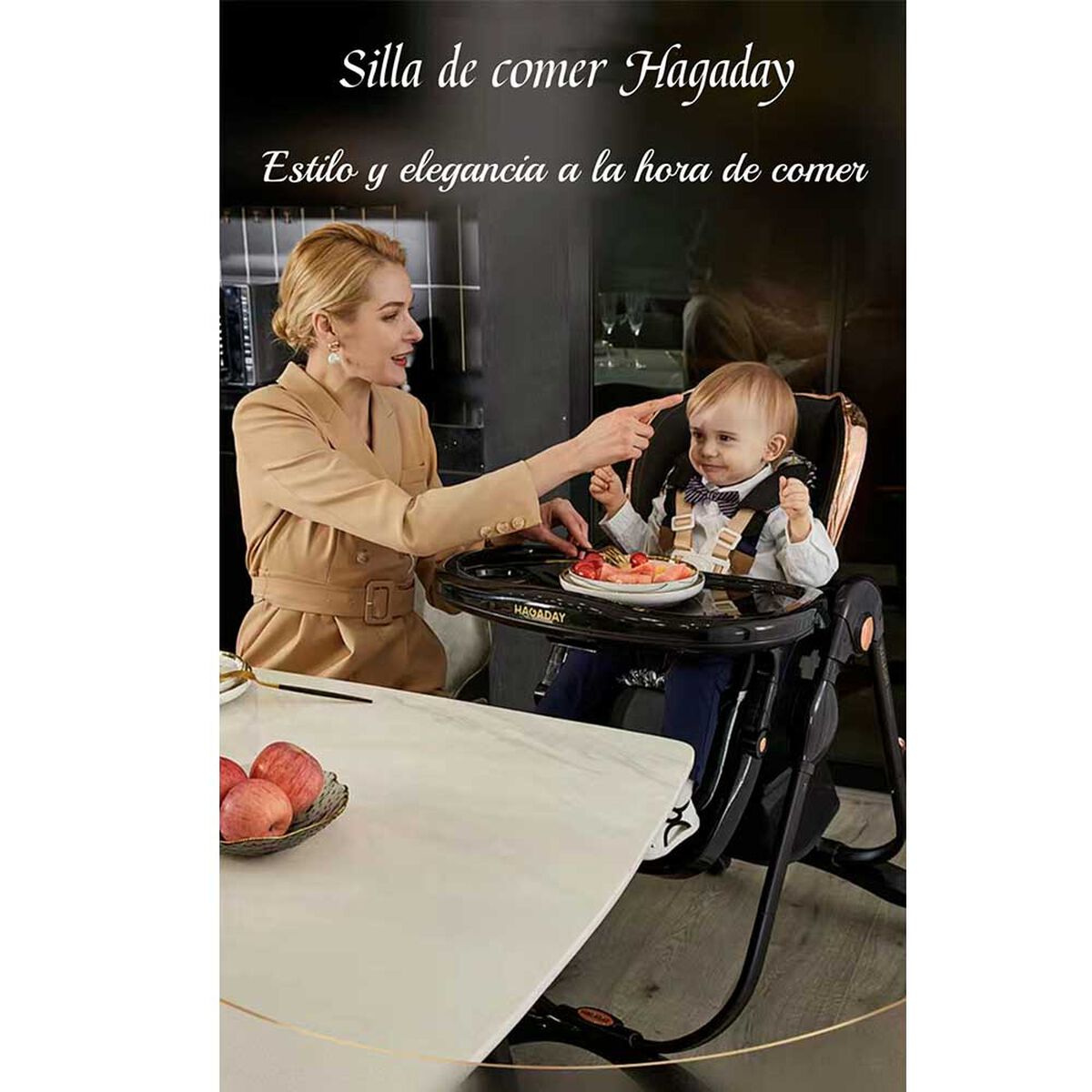 Silla de Comer Lujosa Reclinable Hagaday Negra Lubabycas