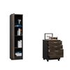 Combo Archivador 3 Cajones + Biblioteca 1 Puerta TuHome Home Office Negro Soft-Co&ntilde;ac