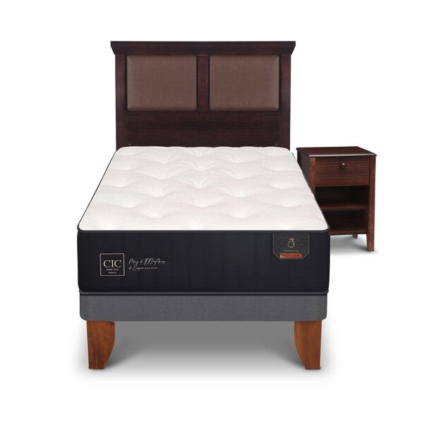 Cama Europea CIC 1,5 Plazas Premium + Respaldo + Velador