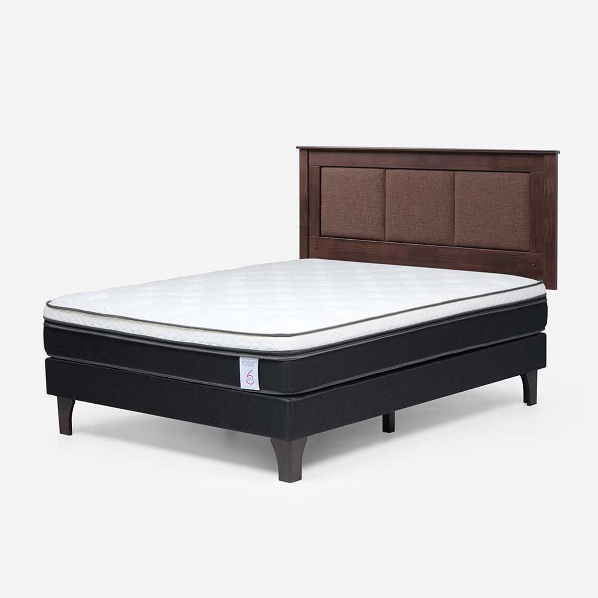 Cama Europea Rosen 2 Plazas New Style 6 + Respaldo Rachel