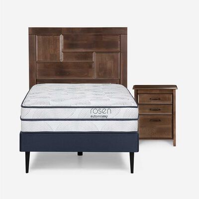 Cama Europea Rosen 1,5 Plazas Autonomy + Respaldo + Velador Dolce