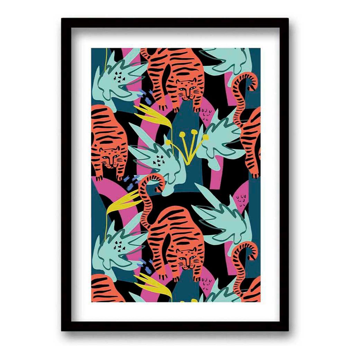 Cuadro Decorativo Retela Tigre Fl&uacute;or II 50 x 35 cm