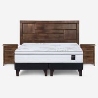 Cama Europea Rosen King Dolce + Respaldo + 2 Veladores