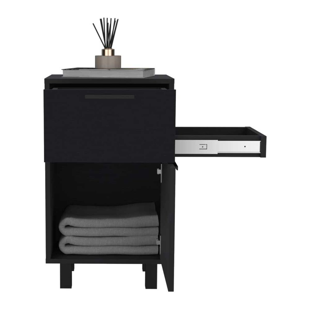 Velador TuHome Secret Z-81 con Cajón Oculto 1 Puerta Wengue