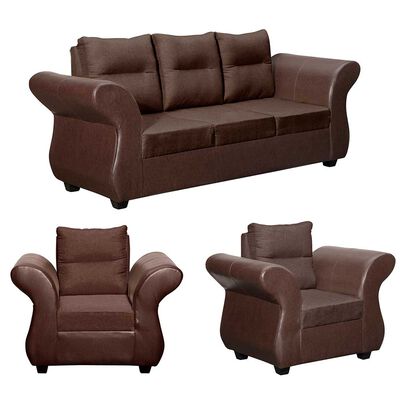 Imagen 1 del producto Juego de Living Diseño A&M Home Zara Sofá 3 Cuerpos + Dos Sillones 1 Cuerpo Chocolate