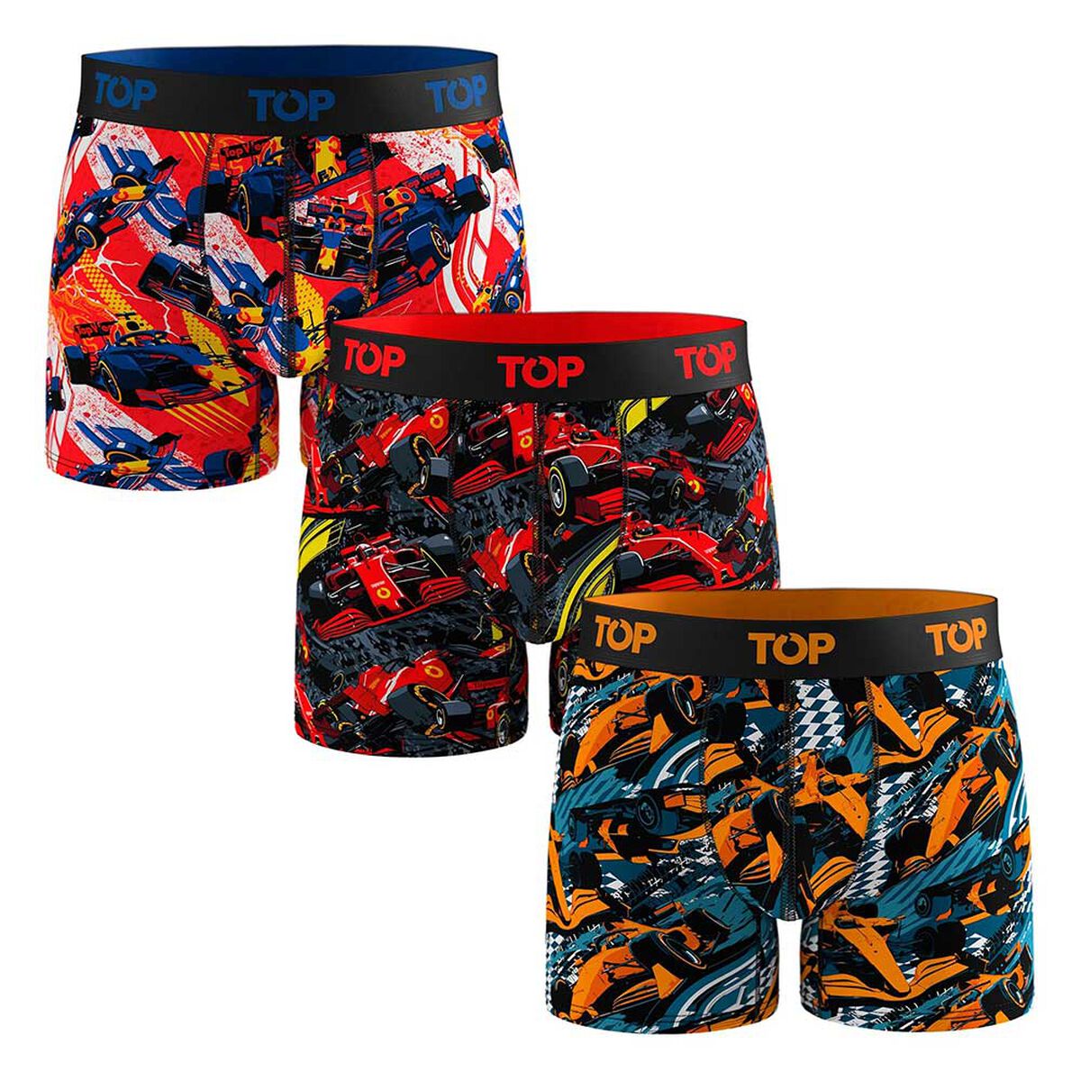 Pack 3 B&oacute;xer Medio Algod&oacute;n Motores Hombre Top