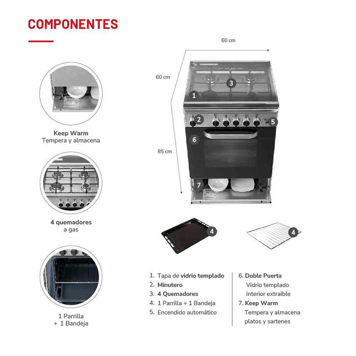 Cocina a Gas Thomas Florencia I 4 Quemadores