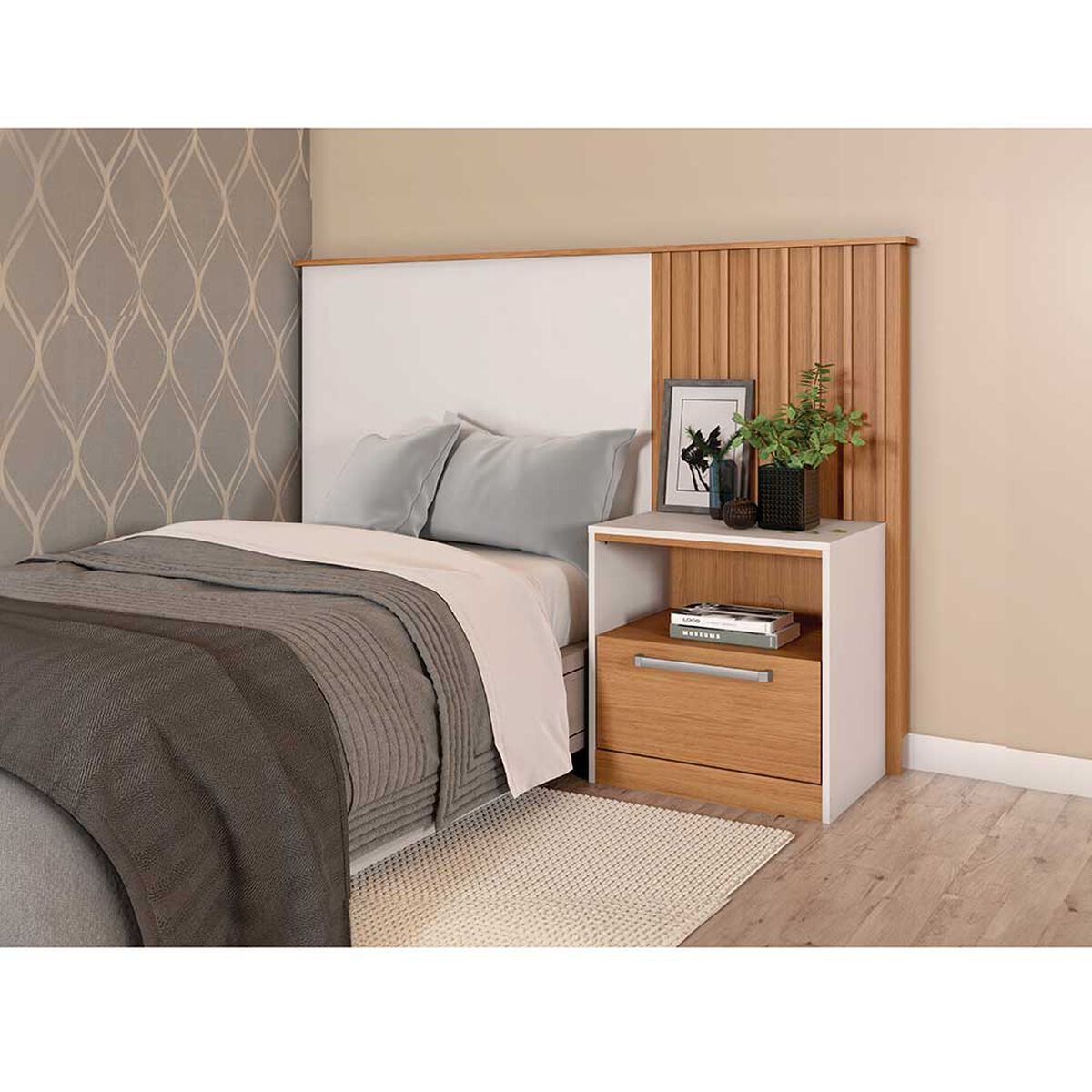 Respaldo Decocasa 1.5 Plazas Lucila + Velador