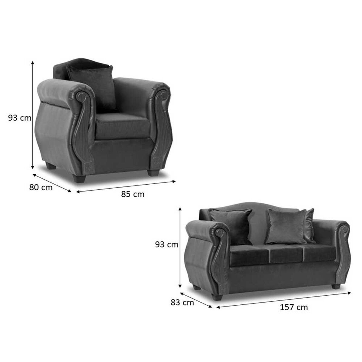 Juego de Living Innovamuebles New Bugambilia Sofá 3 Cuerpos + Dos Butacas 1 Cuerpo Chocolate