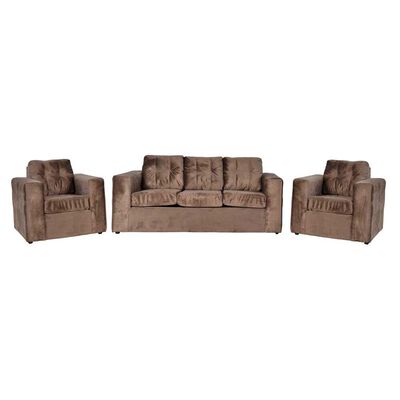 Juego de Living Kea Nize Felpa Sofá 3 Cuerpos + Dos Sillones 1 Cuerpo Café