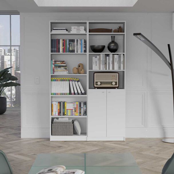Estante 2 Puertas + Estante 5 Repisas + 2 Complementos TuHome Home Blanco