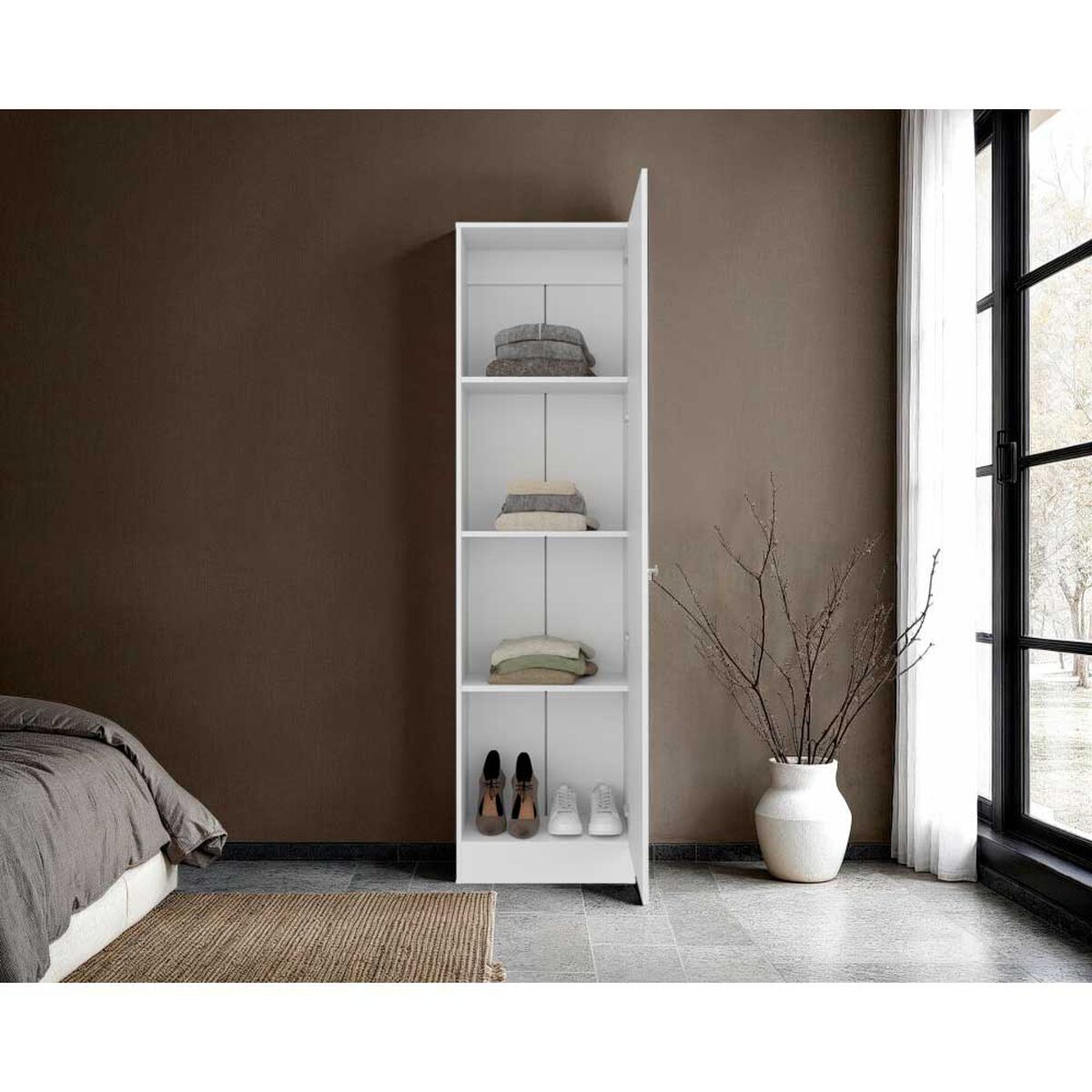 Closet Praga 1 Puerta Con Espejo Blanco 180,1X49,1X30,2 Cm