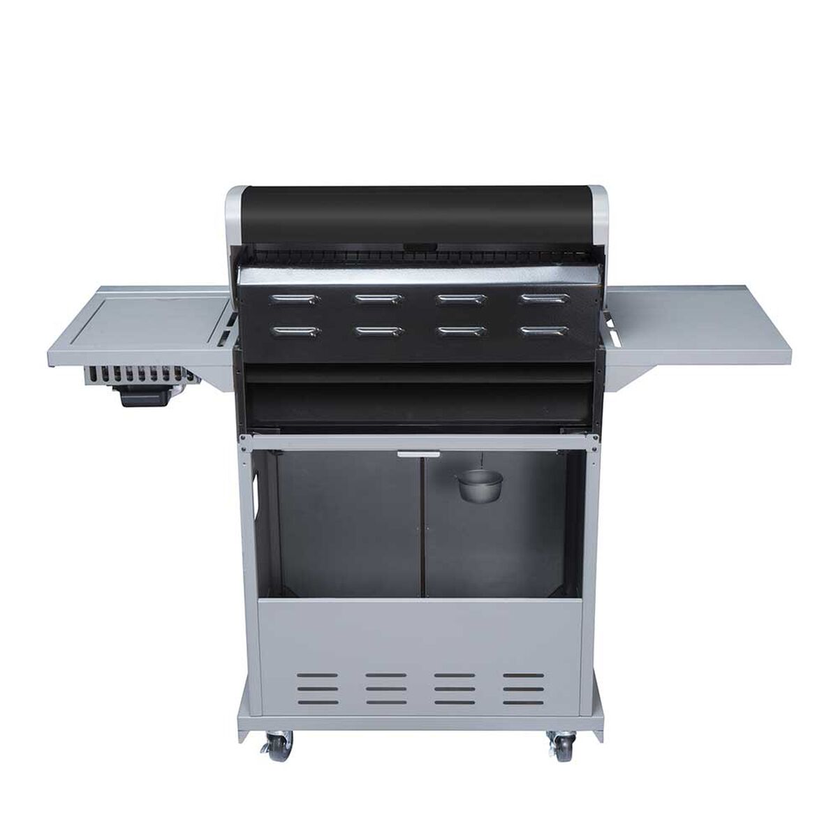 Parrilla a Gas Encendido Electrónico BBQ Grill Texas Acero Inoxidable 4 Quemadores Centrales + 1 Lateral Negro