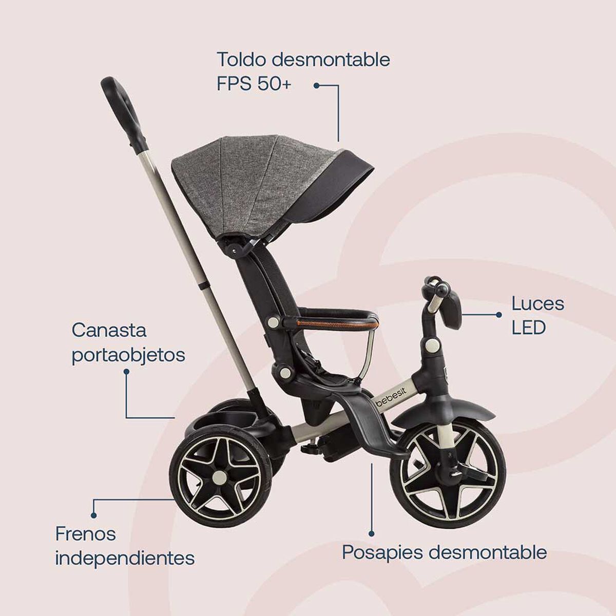 Triciclo Explorer Gris Bebesit