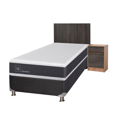 Imagen 2 del producto Box Spring CIC 1,5 Plazas Ortopedic + Respaldo + Velador
