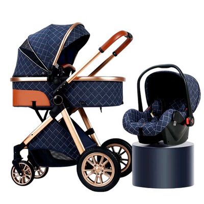 Coche Deluxe con Silla Nido y Accesorios Azul Lubabycas