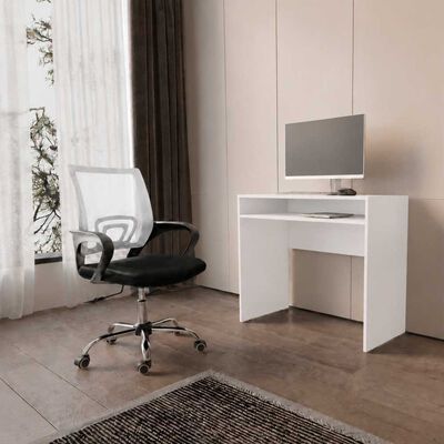 ARTHOME Combo Oficina Escritorio Blanco + Silla New York Negra y Blanca Arthome