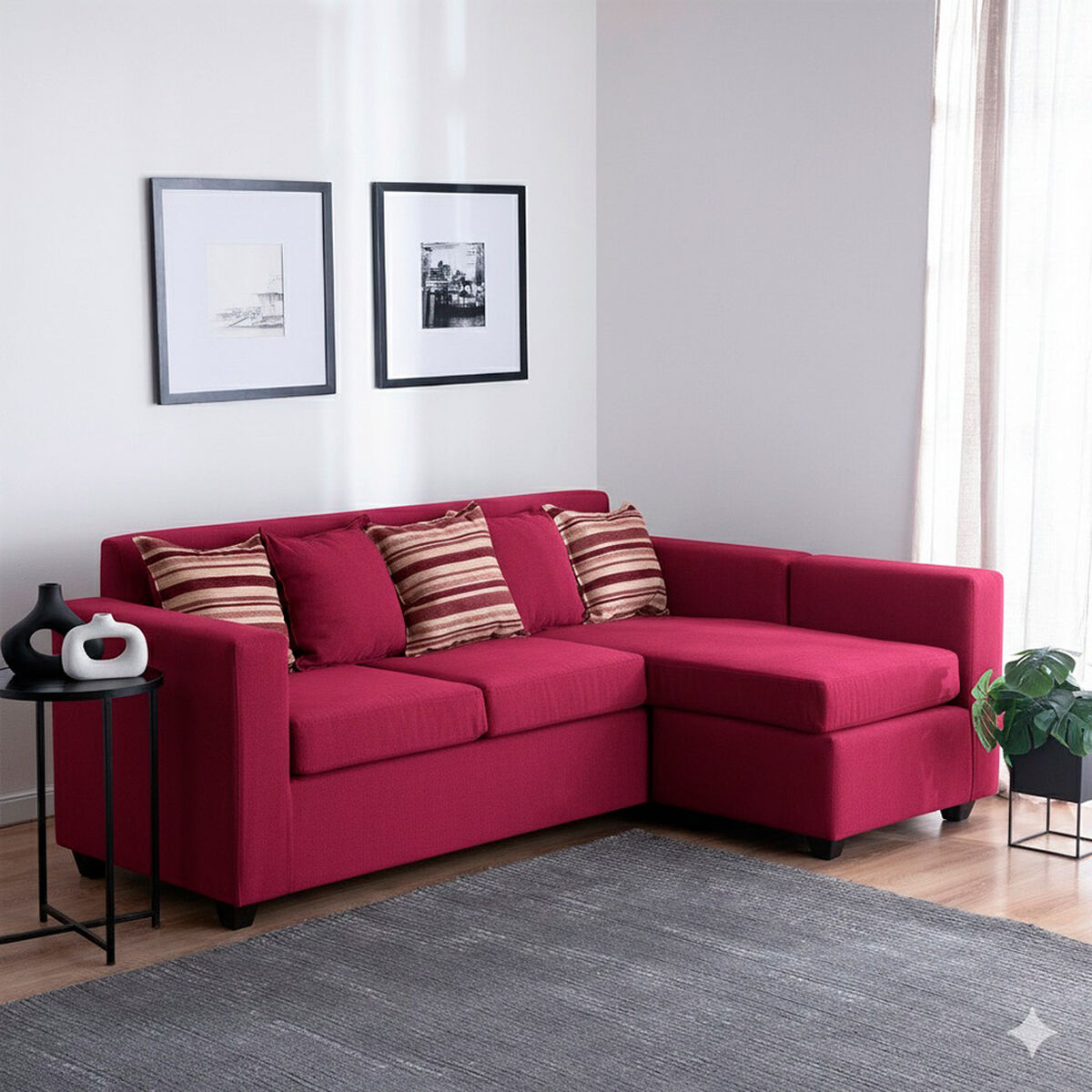 Seccional Muebles MPR Jazmin 3-1 Velvet Burdeo