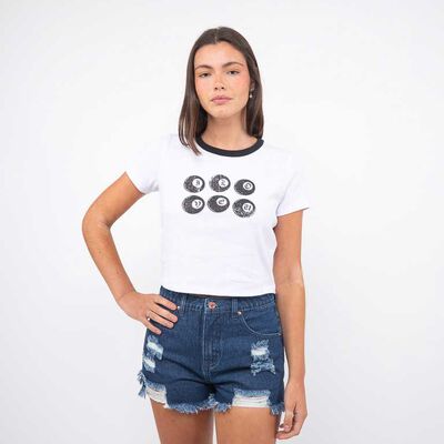 Polera Con Estampado Manga Corta Mujer Icono