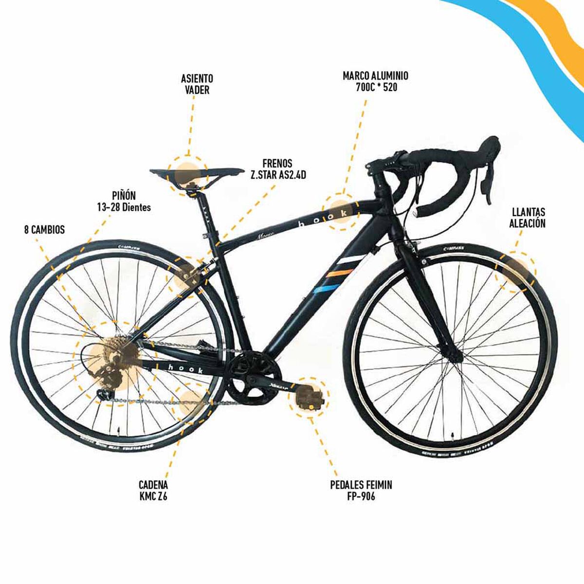 Bicicleta de Paseo Hook Monse Aro 18