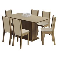 Juego de Comedor Vekkahome Suecia 6 Sillas Beige
