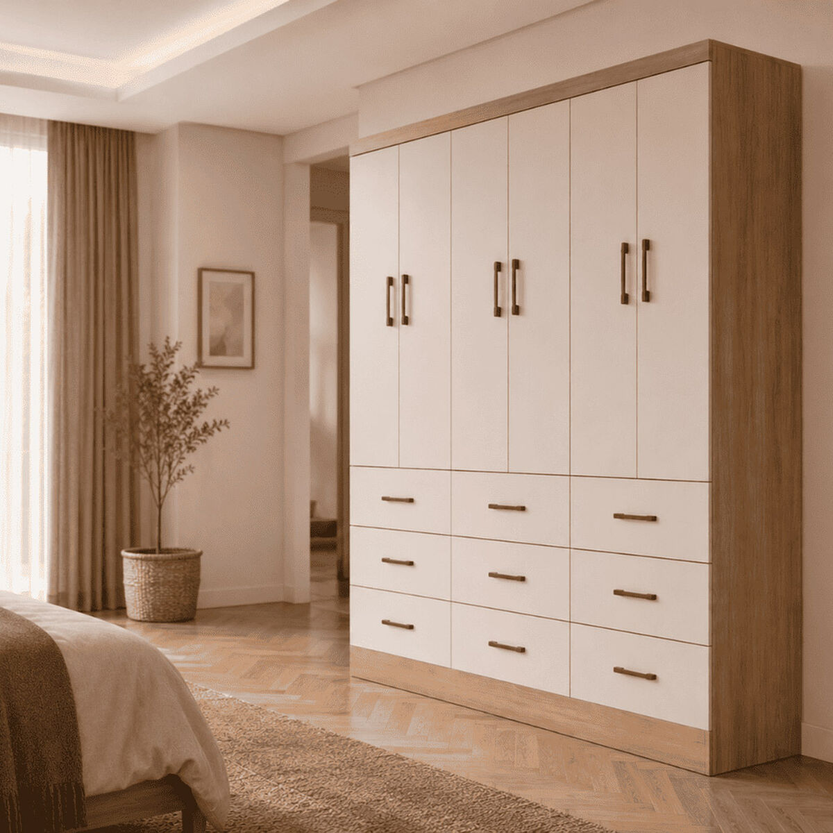 Closet Exit 6 Puertas 9 Cajones Roble Beige