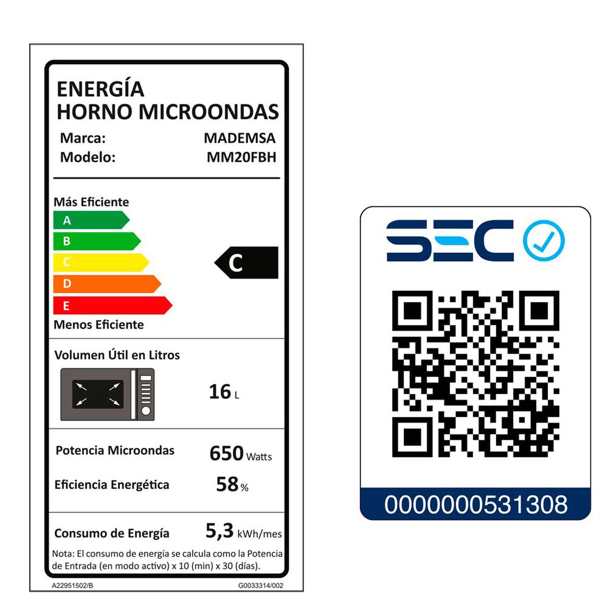 Microondas Mademsa MM20FBH 20 lts.