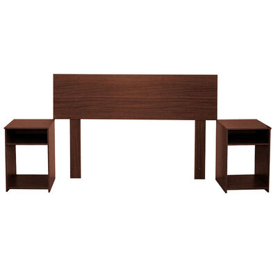 Imagen 2 del producto Combo Cama Europea Celta 2 Plazas Cádiz + Respaldo + 2 Veladores Casanova Nogal