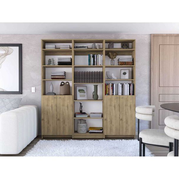 2 Estantes 2 Puertas + Estante 5 Repisas + 3 Complementos TuHome Home Macadamia