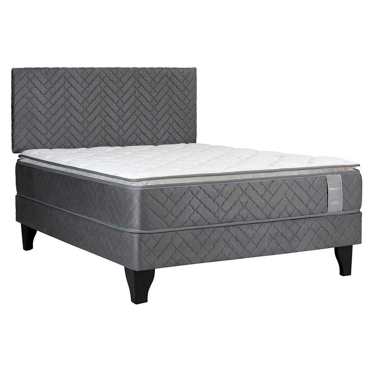 Cama Europea Celta 2 Plazas Carbono + Respaldo Acolchado