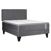 Cama Europea Celta 2 Plazas Carbono + Respaldo Acolchado