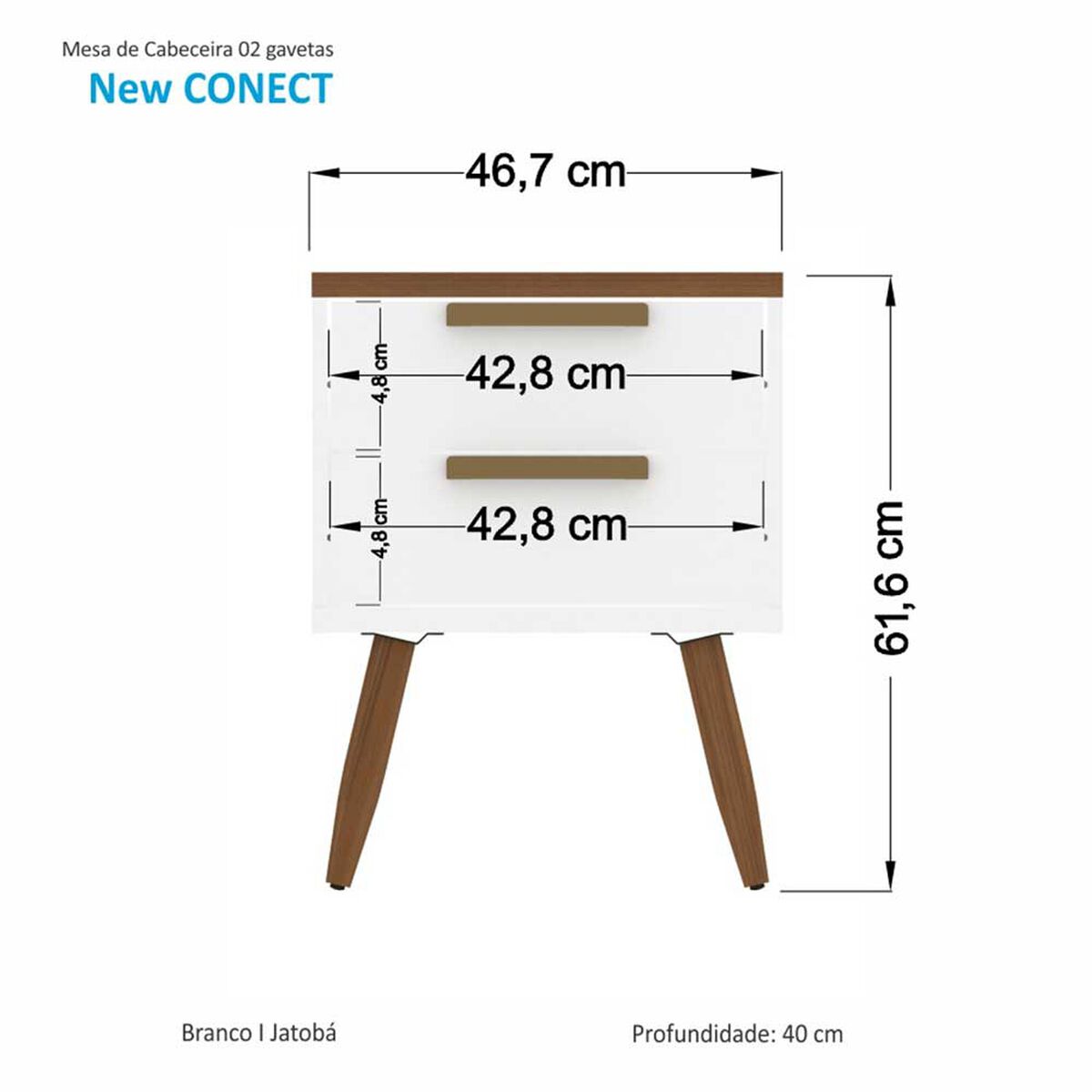 Velador Onessta New Conect 2 Cajones Blanco Jatoba