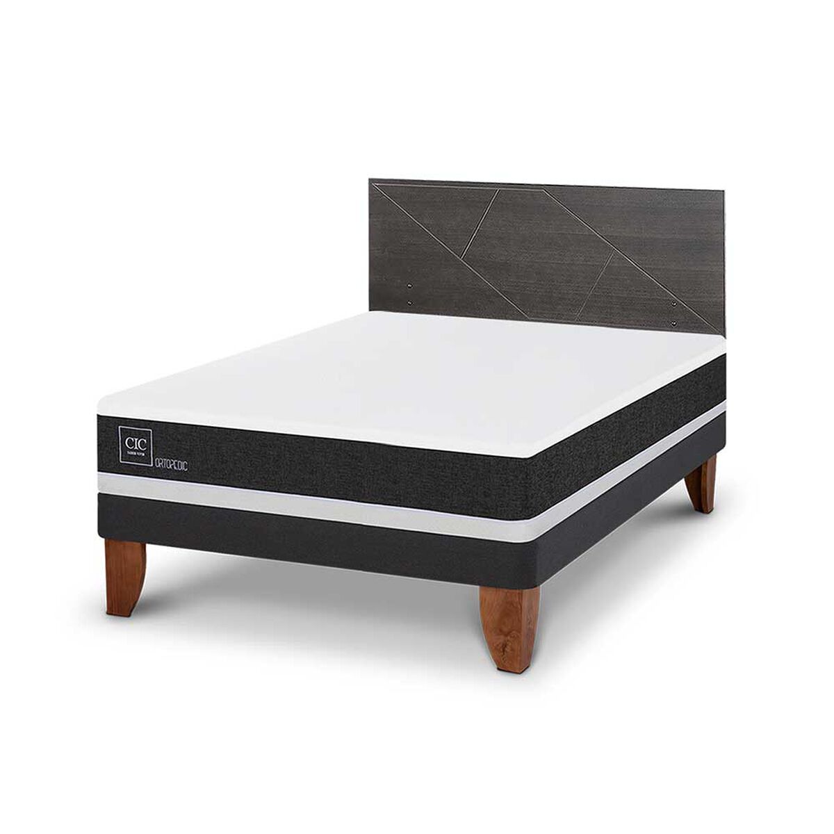Cama Europea CIC 2 Plazas Ortopedic + Respaldo Villarrica