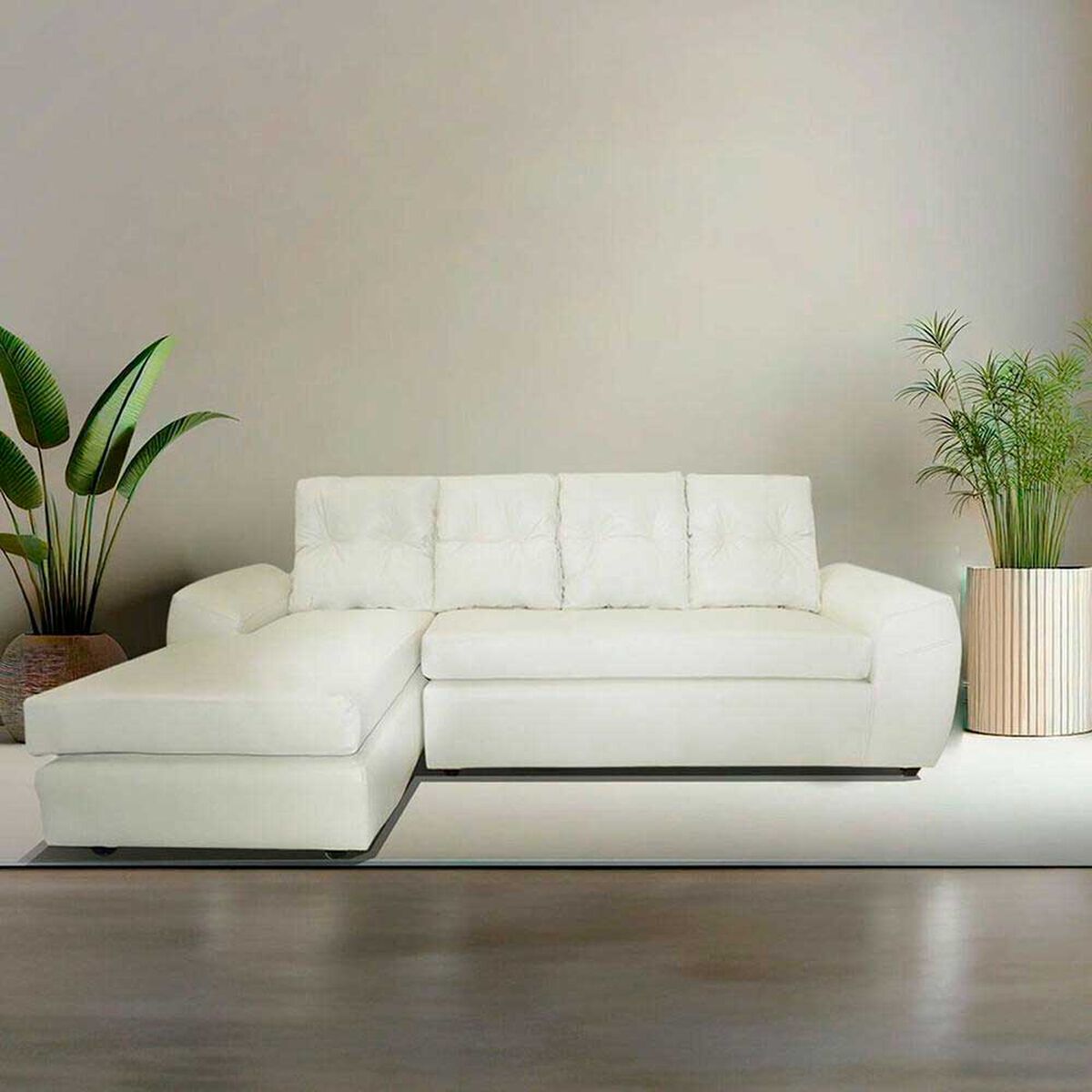 Seccional Derecho Elegant Houston Cheise PU 5 Cuerpos Tostado