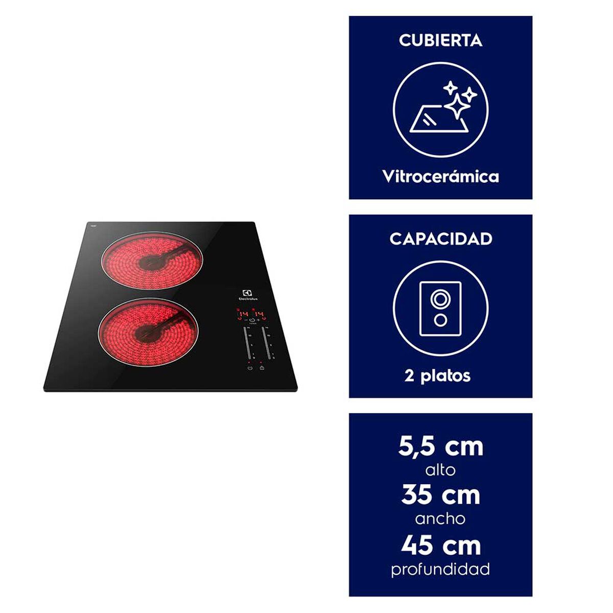 Encimera Eléctrica Electrolux VE3ST 2 Quemadores