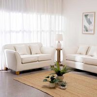 Juego de Living Almore Turin Tela Sofá 3 Cuerpos + Sofá 2 Cuerpos Crudo