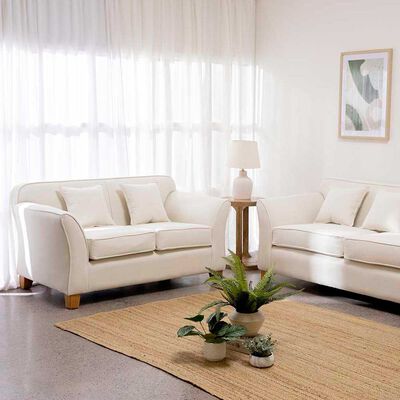 Juego de Living Almore Turin Tela Sofá 3 Cuerpos + Sofá 2 Cuerpos Crudo