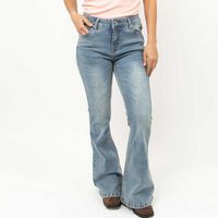 Jeans Flare Mujer Zibel Celeste