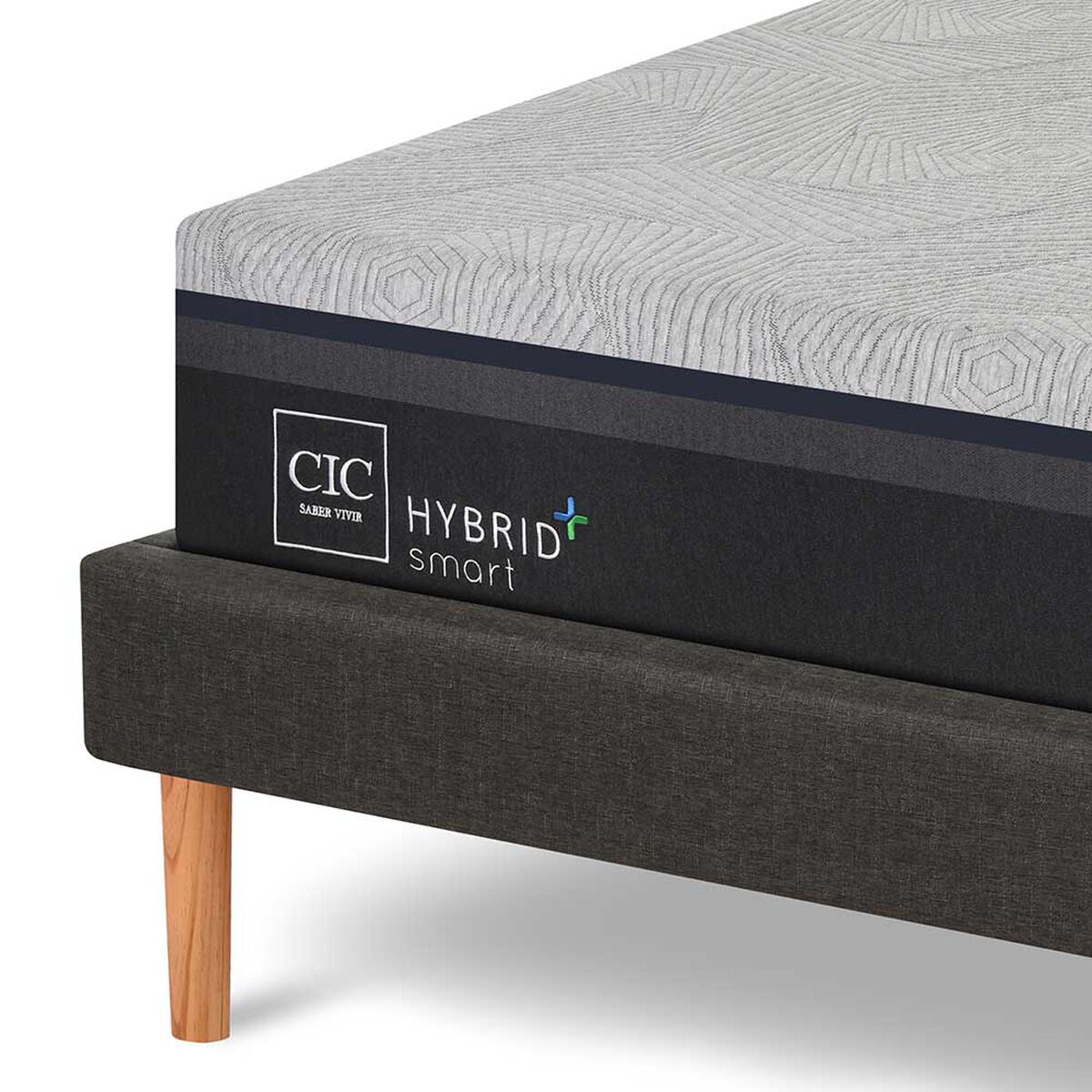 Cama Europea CIC 2 Plazas Hybrid Plus + Respaldo + 2 Veladores