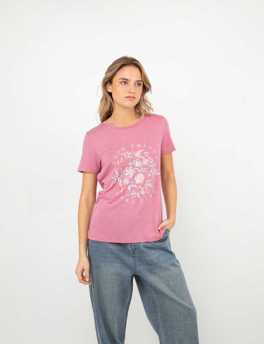 Polera Con Estampado Manga Corta Mujer Icono