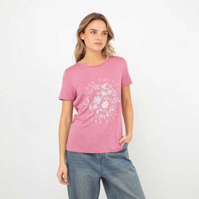 Polera Con Estampado Manga Corta Mujer Icono