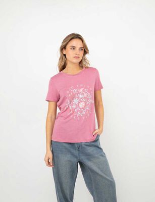 Imagen 1 del producto Polera Con Estampado Manga Corta Mujer Icono Rosado