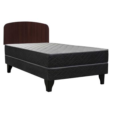 Cama Europea Celta 1 Plaza Evolution Black + Respaldo Asturias